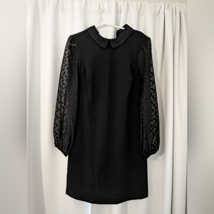 Black Tommy Hilfiger dress size 10 sheer sleeve peter pan collar